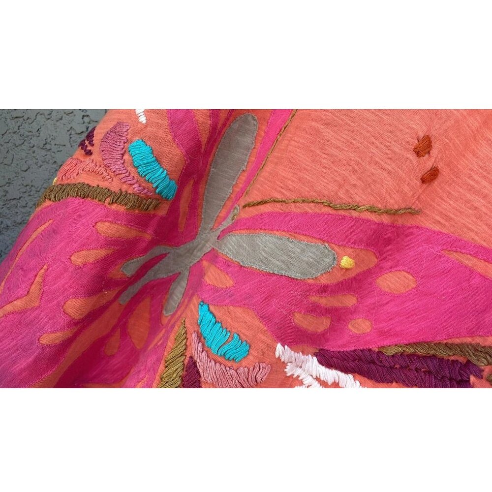 Humming Butterfly Embroidered Patchwork Tank Top S - image 2